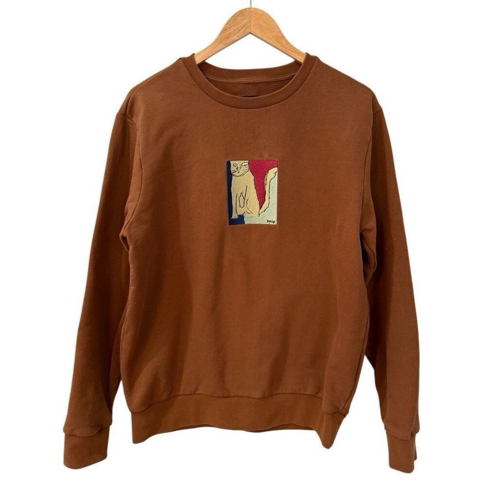 RIPNDIP Nermal Embroidered Brown Crewneck Sweatshirt Size Medium